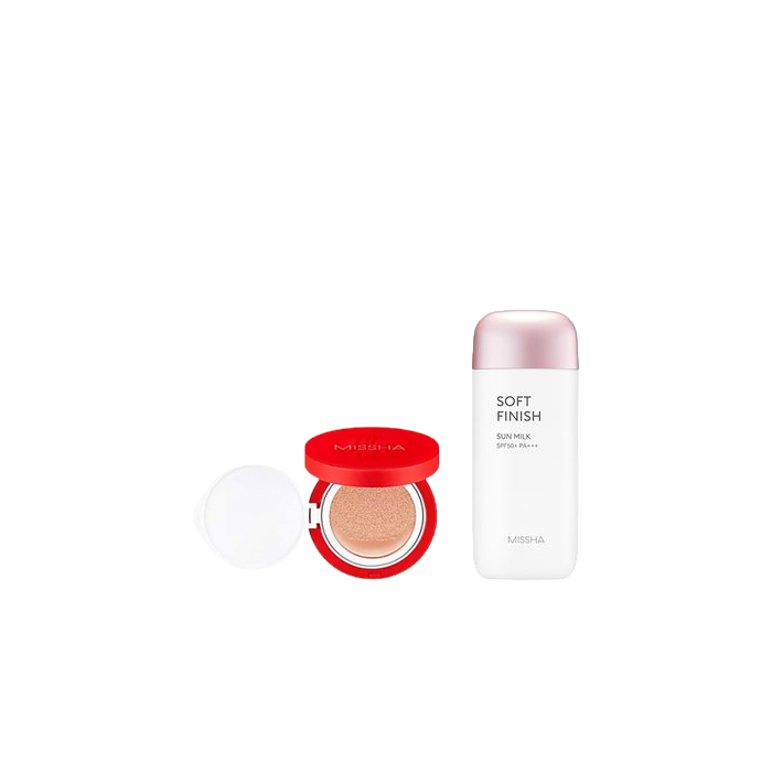 MISSHA - All-Around Safe Block Soft Finish Sun Milk SPF50+ PA+++ - 70ml X MISSHA - Velvet Finish Cushion SPF50+ PA+++ - 15g - 21