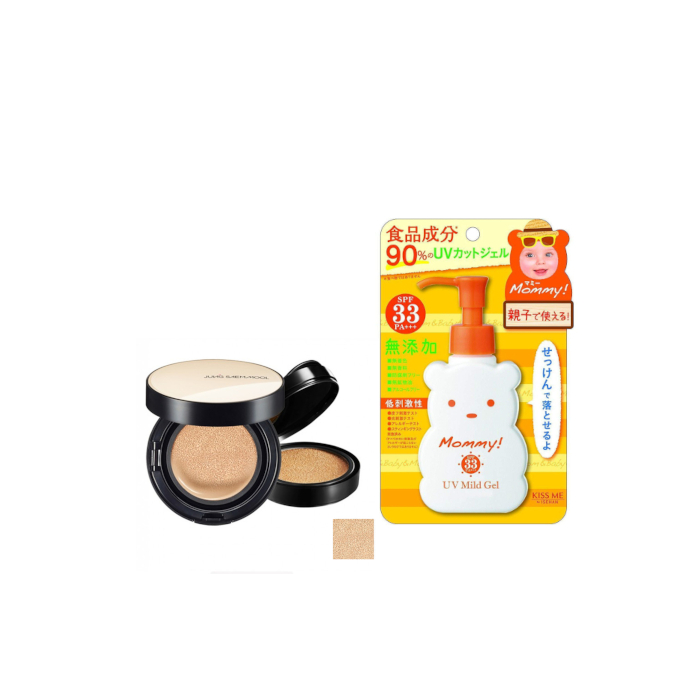 ISEHAN - Kiss Me Mommy UV Mild Gel SPF33 PA+++ - 100ml X Jung Saem Mool - Essential Skin Nuder Cushion - 14g+14g - Light