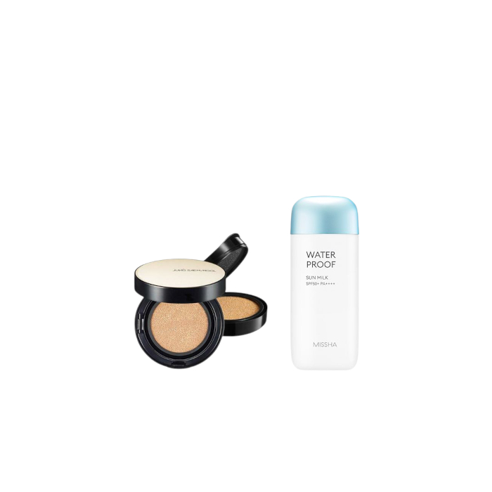 MISSHA - All-Around Safe Block Waterproof Sun Milk SPF 50+/PA++++ - 70ml X Jung Saem Mool - Essential Skin Nuder Long Wear Cushion - 14g +14g - Light