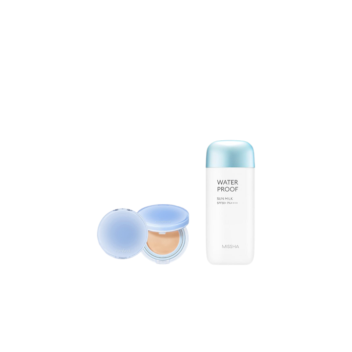 MISSHA - All-Around Safe Block Waterproof Sun Milk SPF 50+/PA++++ - 70ml X Romand - Bare Water Cushion - 20g - 23 Beige