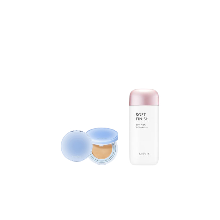 MISSHA - All-Around Safe Block Soft Finish Sun Milk SPF50+ PA+++ - 70ml X Romand - Bare Water Cushion - 20g - 25 Sand