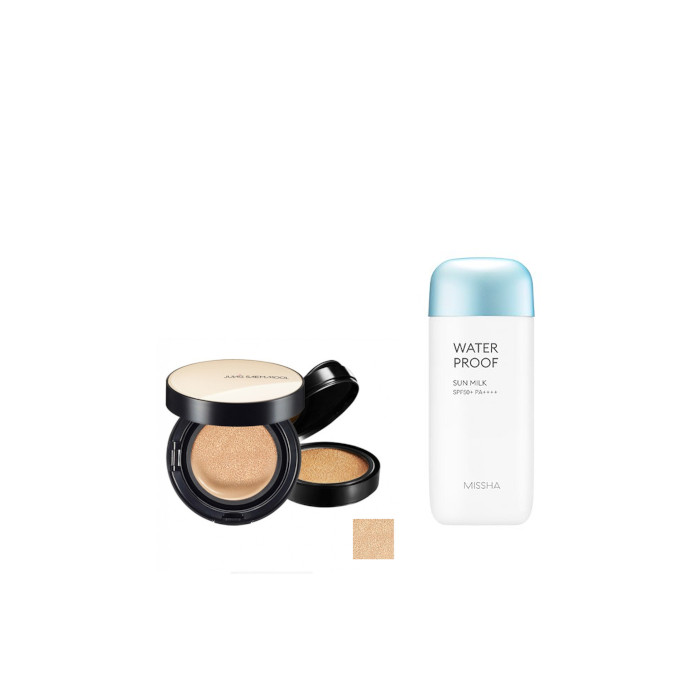 MISSHA - All-Around Safe Block Waterproof Sun Milk SPF 50+/PA++++ - 70ml X Jung Saem Mool - Essential Skin Nuder Cushion - 14g+14g - Light