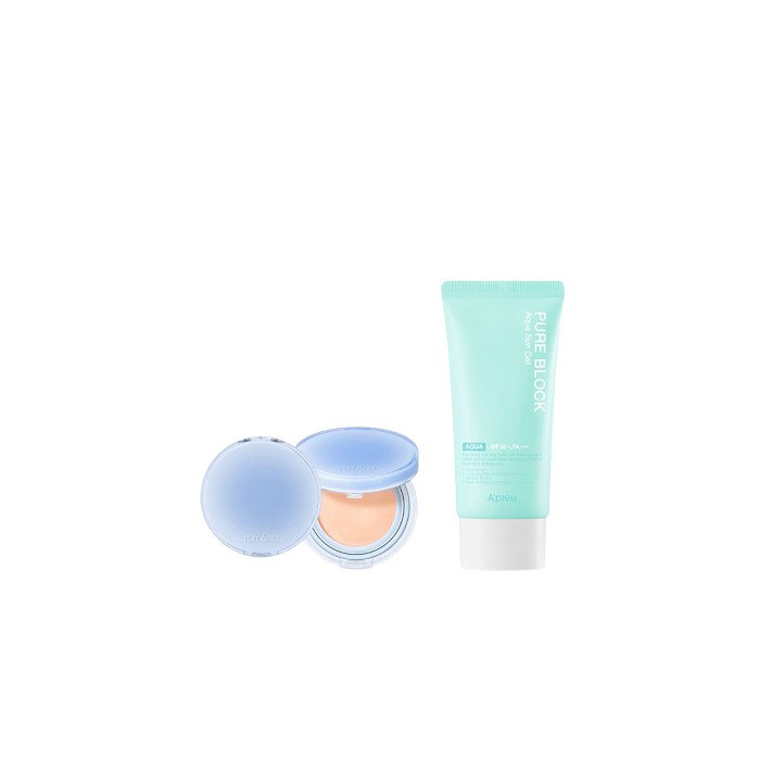 A'PIEU - Pure Block Aqua Sun Gel SPF50+ PA+++ X Romand - Bare Water Cushion - 20g - 21 Pure