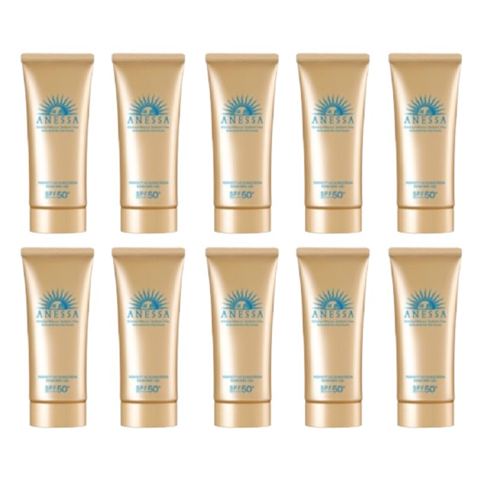 Shiseido Anessa Perfect UV Sunscreen Skincare Gel N SPF50+ PA++++ (2022 Version) - 90g (10ea) Set