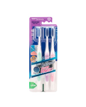LION - Systema Super Soft Spiral Toothbrush - Random Colour - M - 3pcs