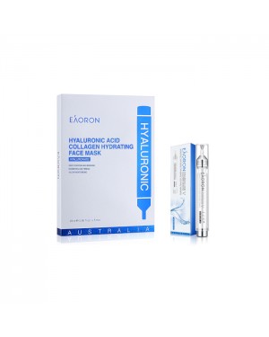 EAORON - Hyaluronic Acid Collagen Hydrating Face Mask - 5pcs + Essence V - 10ml (1ea) Set