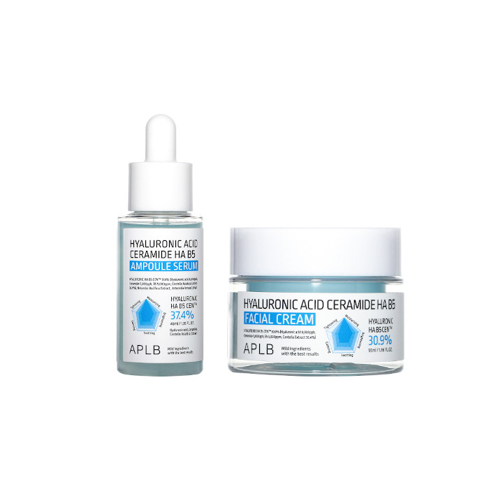 APLB - Hyaluronic Acid Ceramide HA B5 Ampoule Serum - 40ml (1ea) + Facial Cream - 55ml (1ea) Set