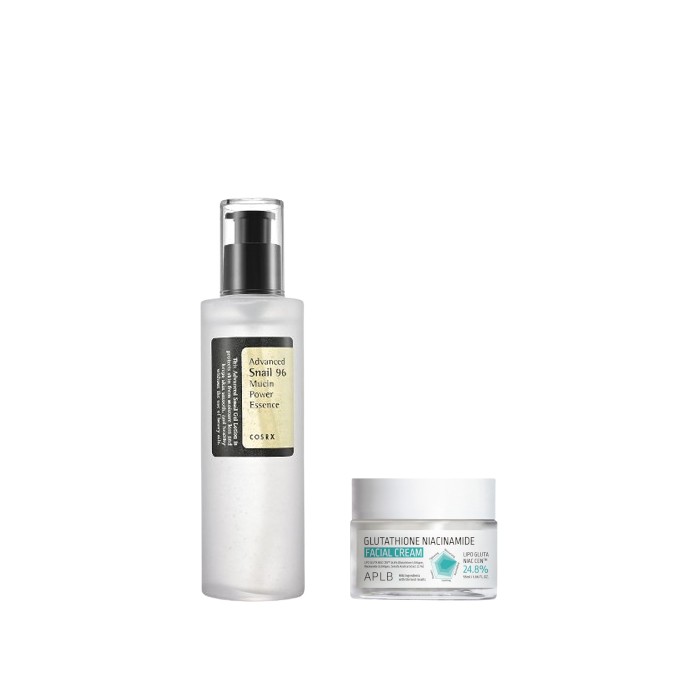 COSRX - Advanced Snail 96 Mucin Power Essence 100ml + APLB - Glutathione Niacinamide Facial Cream - 55mml Set