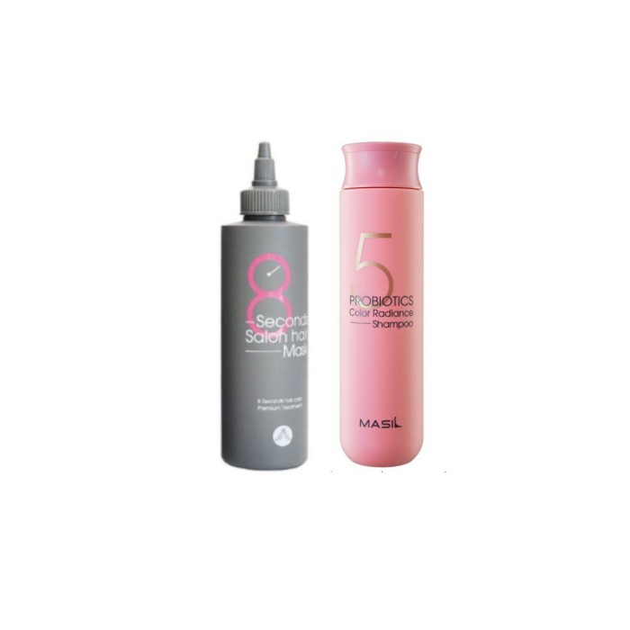 Masil - 8 Seconds Salon Hair Mask - 200ml (1ea) + 5 Probiotics Color Radiance Shampoo - 300ml (1ea) Set