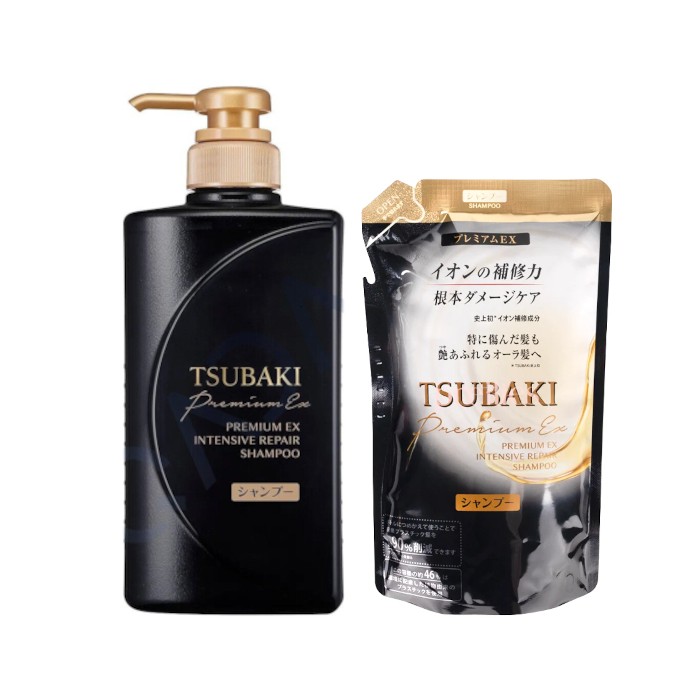 Shiseido - Tsubaki Black Premium EX Intensive Repair Hair Shampoo & Refill Set