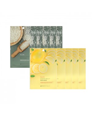 face republic - face republic - Sleeping Beauty Face Mask - 23ml - Whitening Rice Formula (5ea) + Sleeping Beauty Face Mask - 23ml - Brightening Lemon Extract (5ea) set