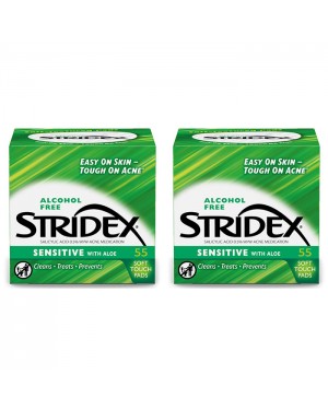 STRIDEX - Alcohol Free Sensitive Pads With Aloe GREEN - 55pcs (2ea) Set