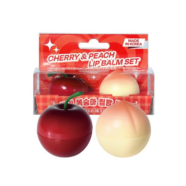 PRETTYSKIN - Cherry & Peach Lip Balm Set - 9g x2