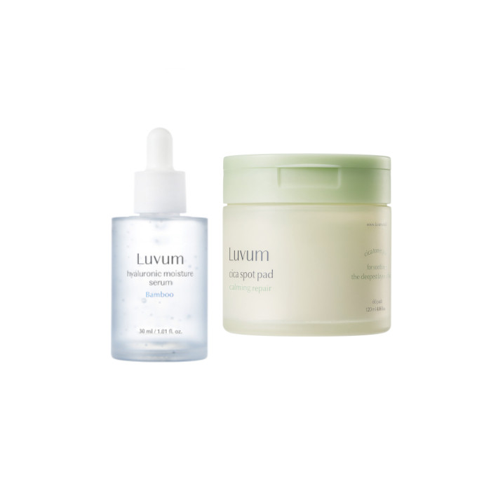 LUVUM - Bamboo Hyaluronic Moisture Serum - 30ml + Real Calming Pair Cica Spot Pad - 120ml/ 60ea Set