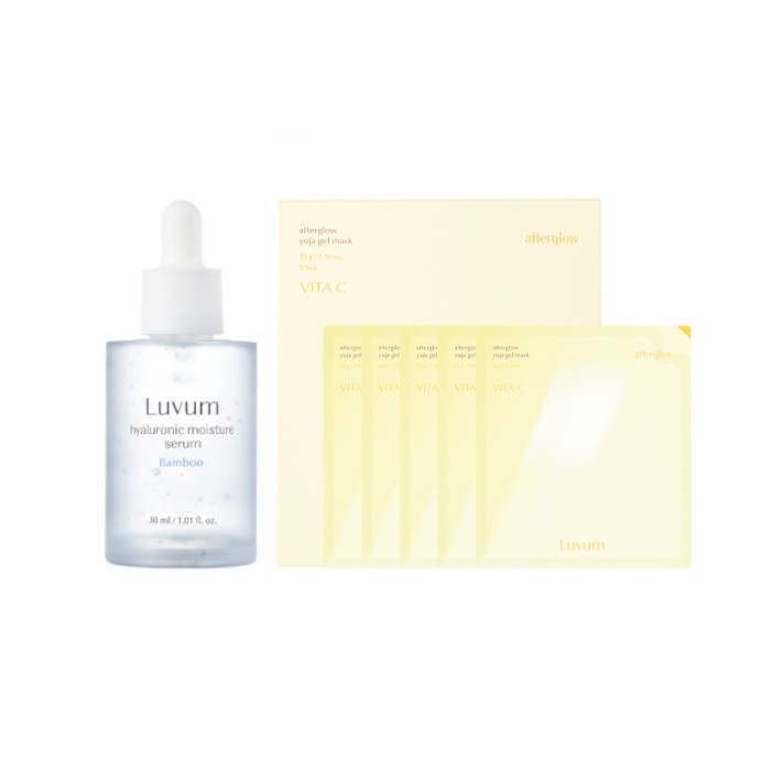 LUVUM - Bamboo Hyaluronic Moisture Serum - 30ml + Afterglow Yuja Gel Mask - 5 pcs Set