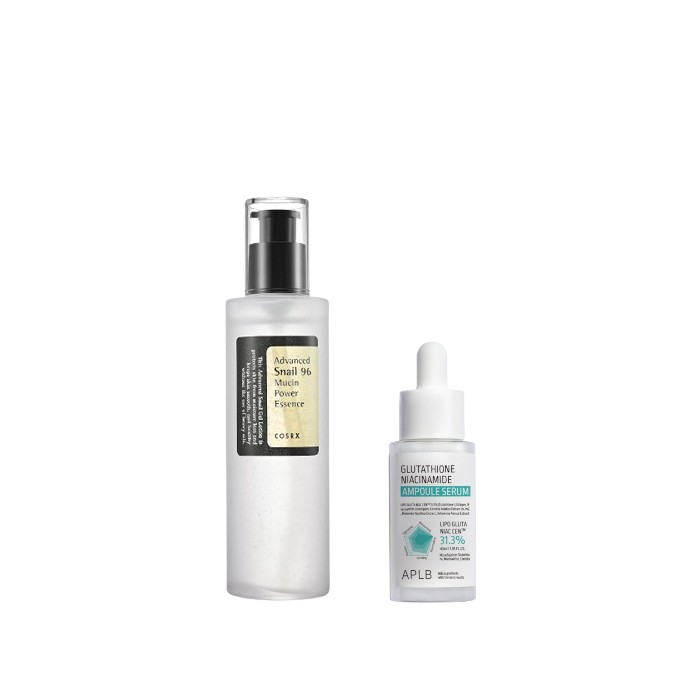 COSRX - Advanced Snail 96 Mucin Power Essence 100ml + APLB - Glutathione Niacinamide Ampoule Serum - 40ml Set