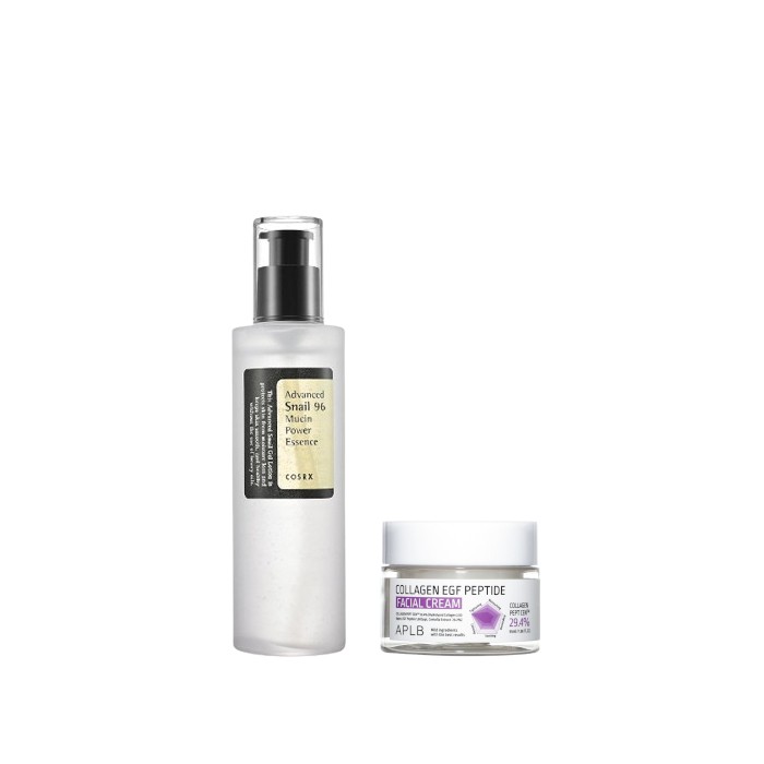 COSRX - Advanced Snail 96 Mucin Power Essence 100ml + APLB - Collagen EGF Peptide Facial Cream - 55ml Set