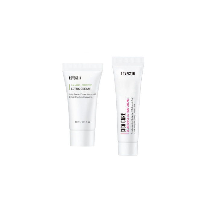 ROVECTIN - Calming Lotus Cream (New Version) - 15ml + Cica Care Blemish Clearing Cream - 10ml Set