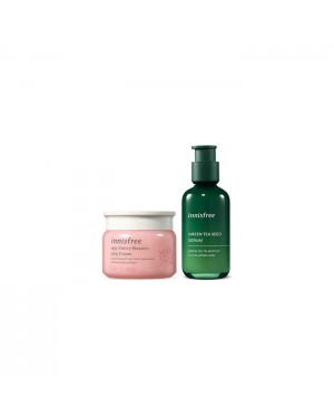 innisfree - Jeju Cherry Blossom Jelly Cream - 50ml (1ea)+ Green Tea Seed Serum - 80ml - 2022 New Version (1ea) Set