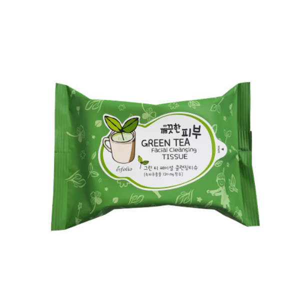 esfolio - Pure Skin Green Tea Facial Cleansing Tissue - 20pcs