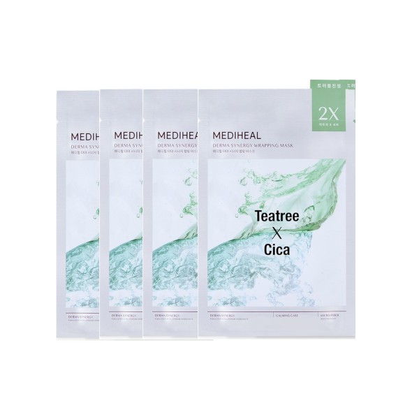 Mediheal - Derma Synergy Wrapping Mask Sheet for Calming Care (Teatee x Cica) - 4pezzi