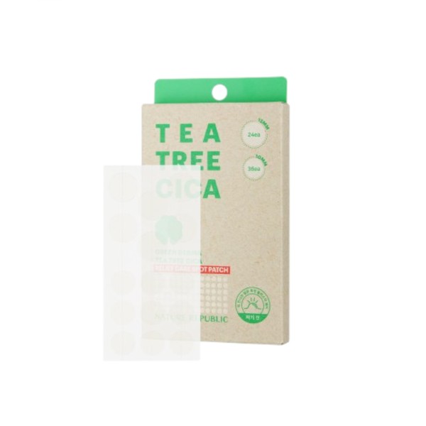 NATURE REPUBLIC - Green Derma Tea Tree Cica Relief Care Spot Patch - 60 pieces (12mm*24 pieces / 10mm*36 pieces)
