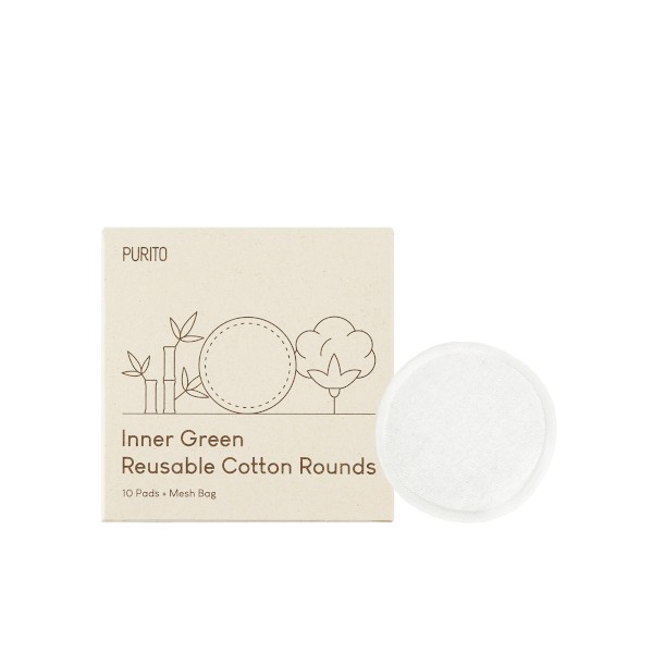 Purito SEOUL - Inner Green Reusable Cotton Rounds - 10 Pads