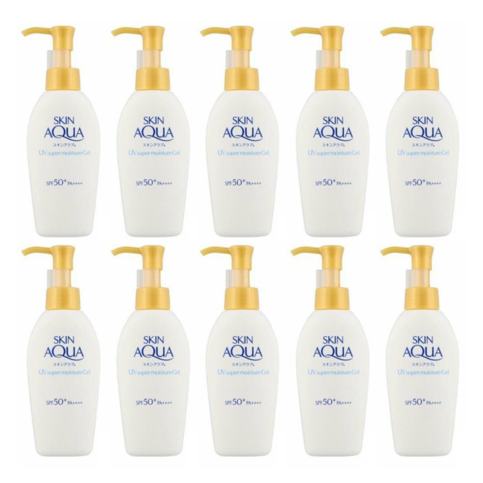 Rohto Mentholatum - Skin Aqua Sunscreen Super Moisture Gel Pump SPF50+ PA++++ - 140g - White (10ea) Set