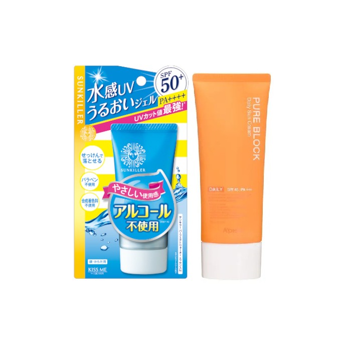 ISEHAN - Kiss Me Sunkiller Perfect Water Essence SPF50+ PA++++ - 50g X APIEU Pure Block Natural Daily Sun Cream SPF45 PA+++ - 100ml