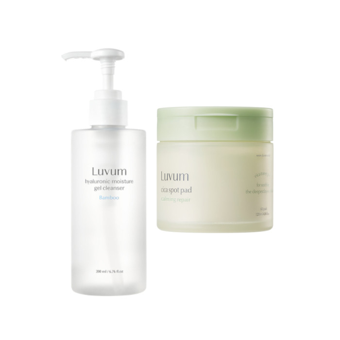 LUVUM - Bamboo Hyaluronic Moisture Gel Cleanser - 200ml + Real Calming Pair Cica Spot Pad - 120ml/ 60ea Set