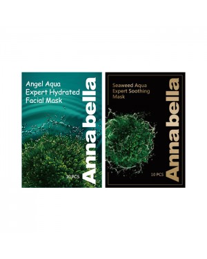 Annabella - Masque facial hydraté Angel Aqua Expert - 10 pièces (1ea) & Annabella - Masque apaisant Aqua Expert aux algues - 10 pièces (1ea)