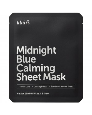 Dear, Klairs - Masque en feuille apaisant bleu nuit - 1pièce