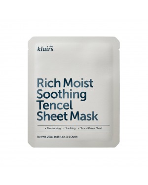 Dear, Klairs - Masque de feuille de Tencel apaisant riche et humide - 1pièce