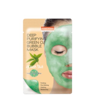 PUREDERM - Masque en tissu purifiant moussant Deep Purifying Black O2 Bubble Mask - Green Tea - 1pièce