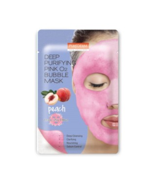 PUREDERM - Masque en tissu purifiant moussant Deep Purifying Black O2 Bubble Mask - Peach - 1pièce