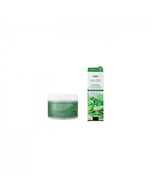 Jigott - Natural Aloe Foam Cleansing - 180ml (1ea) + Moisture Real Aloe Vera Cream - 150ml (1ea) Set