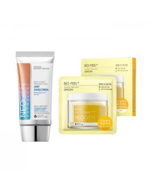 NEOGEN Dermalogy - Bio - Peel Gauze Peeling - Lemon - 8ea + Day-Light Protection Airy Sunscreen SPF50+ - 50ml (1ea) Set