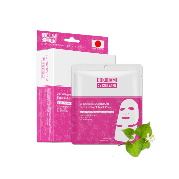 MITOMO - 2x Collagen DOKUDAMI Pack Masques Visage et Cou - 6pièces
