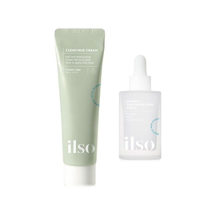 ILSO - Clean Mud Cream - 100g + Moringa Tightening Pore Serum - 30ml Set