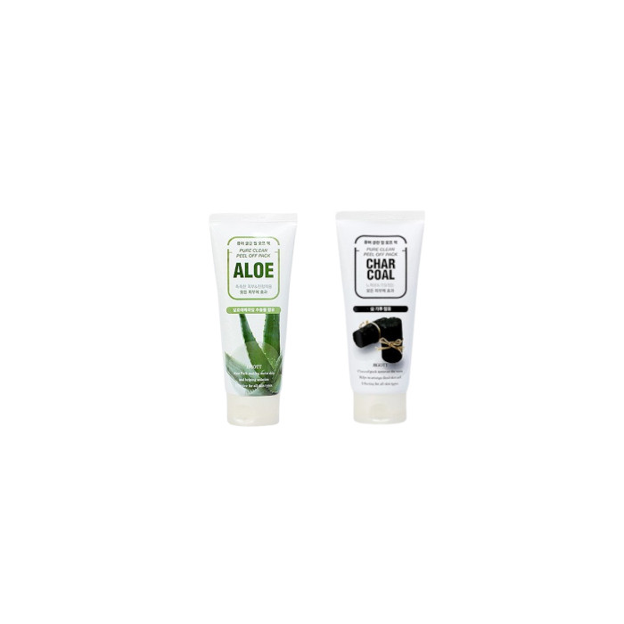 Jigott - Pure Clean Peel Off Pack No.Aloe - 180ml (1ea) + Pure Clean Peel Off Pack No.Charcoal - 180ml (1ea) Set