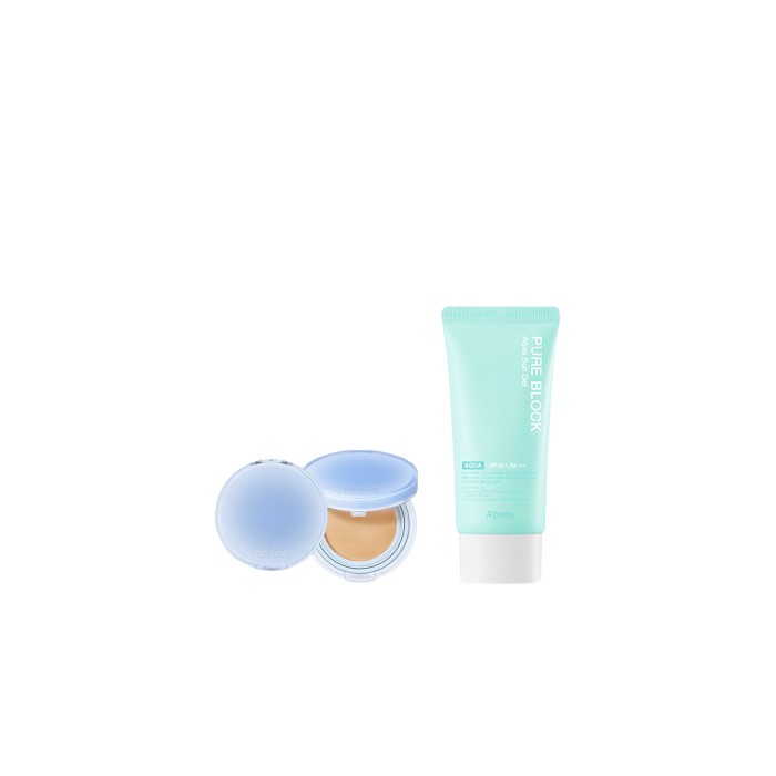 A'PIEU - Pure Block Aqua Sun Gel SPF50+ PA+++ X Romand - Bare Water Cushion - 20g - 25 Sand