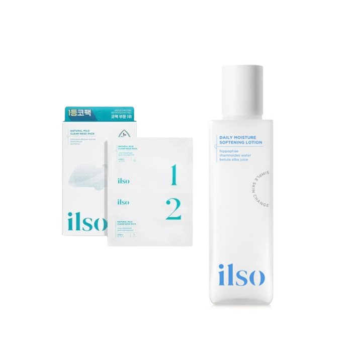 ILSO - Natural Mild Clear Nose Pack - 5ea + Daily Moisture Softening Lotion - 150ml