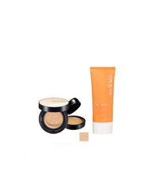 A'PIEU - Pure Block Natural Daily Sun Cream SPF45 PA+++ - 100ml X Jung Saem Mool - Essential Skin Nuder Cushion - 14g+14g - Light