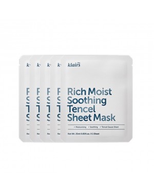 Dear, Klairs - Rich Moist Soothing Tencel Sheet Mask - 5pieza
