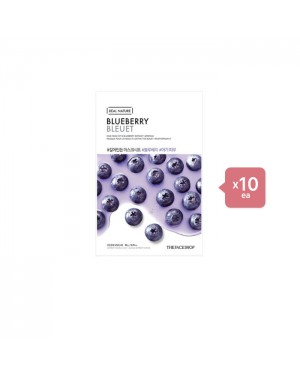 THE FACE SHOP - Real Nature Face Mask - Blueberry - 1pc (10ea) Set