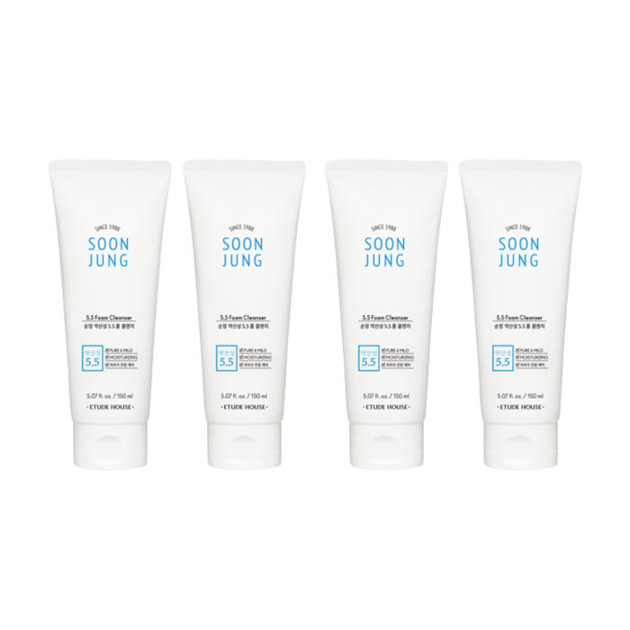 ETUDE - Soon Jung 5.5 Foam Cleanser - 150ML - White (4ea) Set