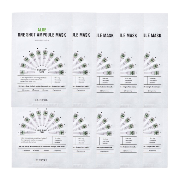 Photos - Facial Mask Eunyul  Aloe One Shot Ampoule Mask - 10pcs White 