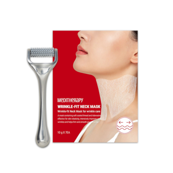 Meditherapy - Wrinkle-Fit Neck Mask & Facial Roller Set - 10g*7ea + 1pc