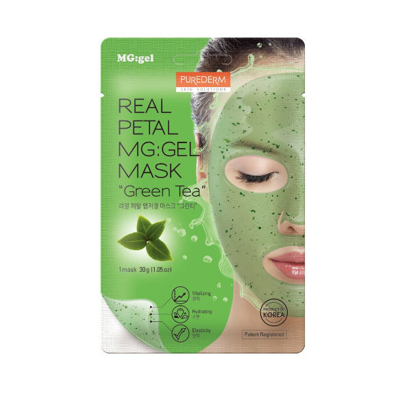 PUREDERM - Masque Gel Real Petal MG - Green Tea/30g -1pièce