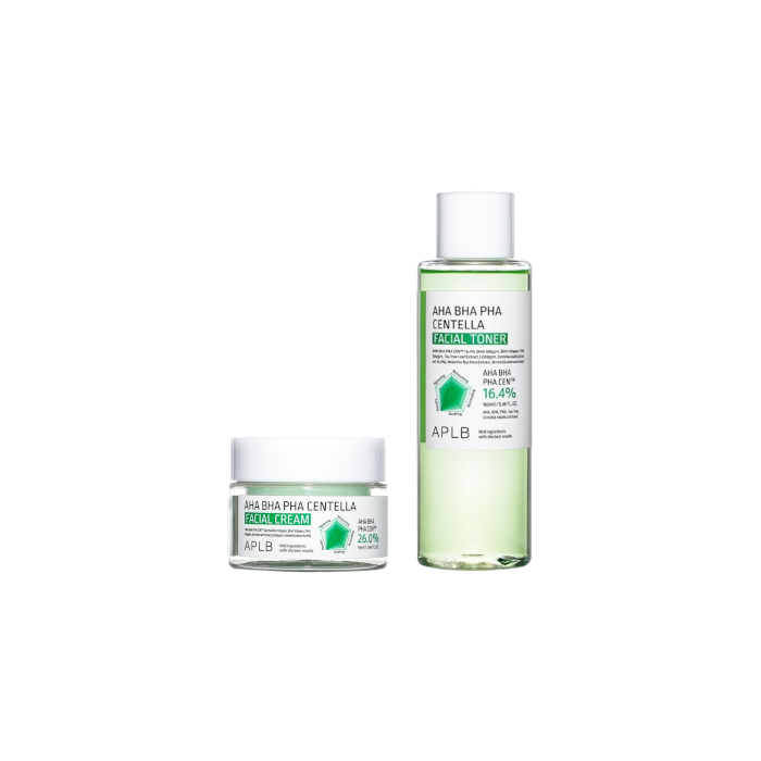 APLB - AHA BHA PHA Centella Facial Cream - 55ml (1ea) + Facial Toner - 160ml (1ea) Set